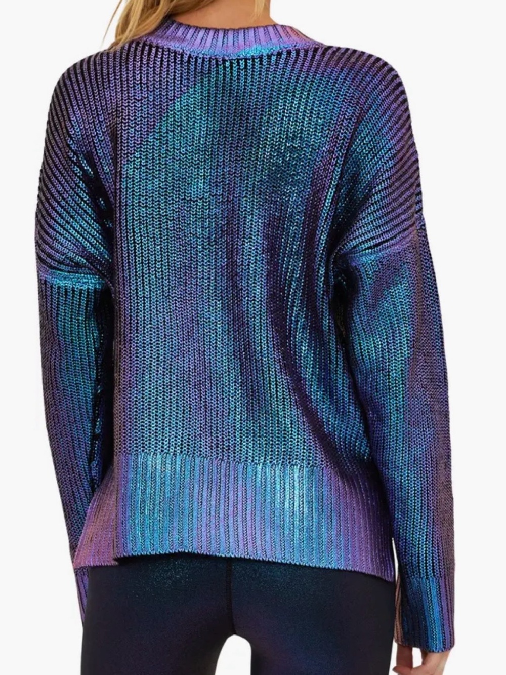 Beach Riot x Revolve Callie Metallic Sweater in Galaxy Shine Iridescent Blue XS - Picture 8 of 15